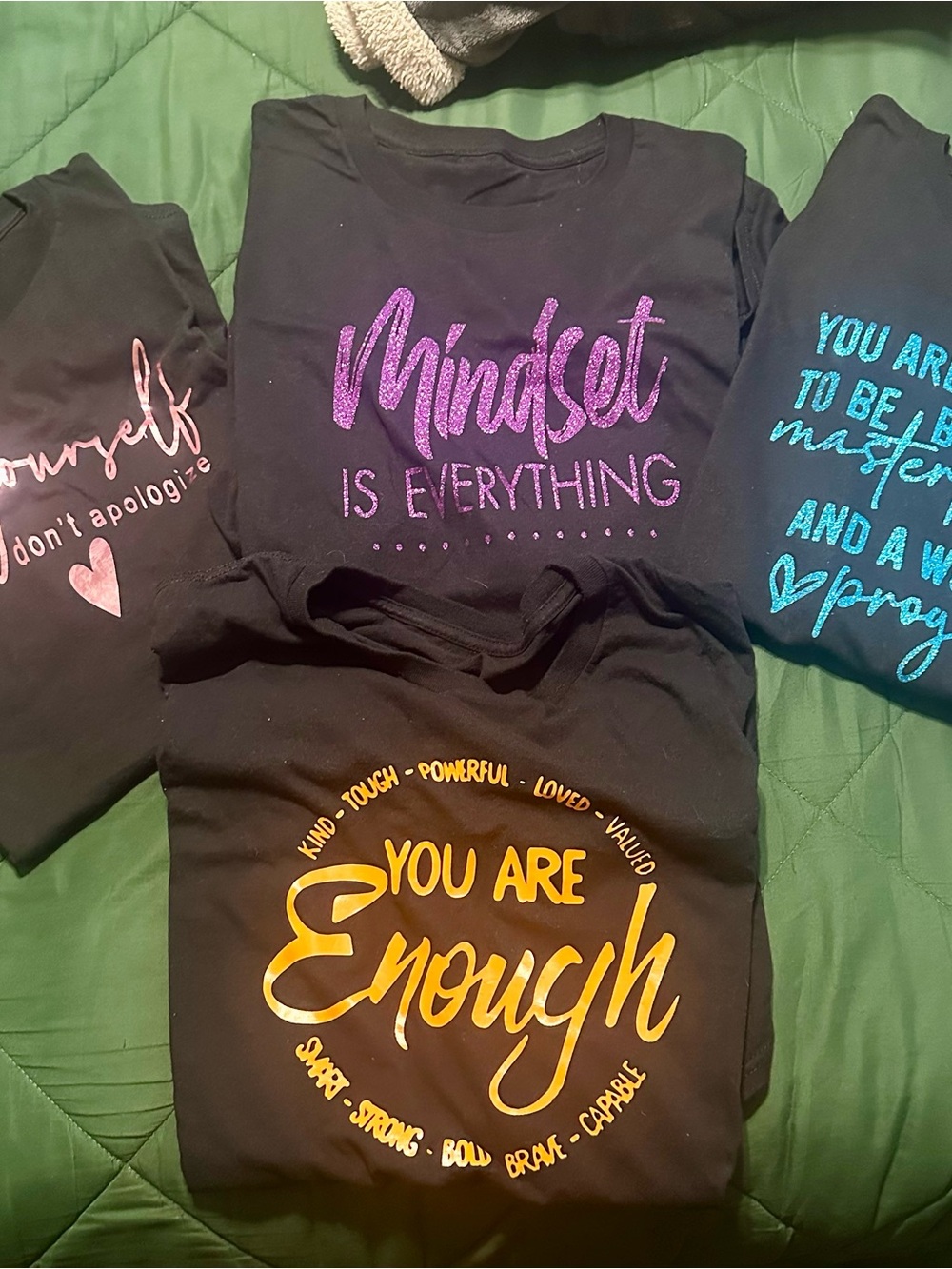 Black Short Sleeve Graphic Tee - Inspirational "You Are Enough"